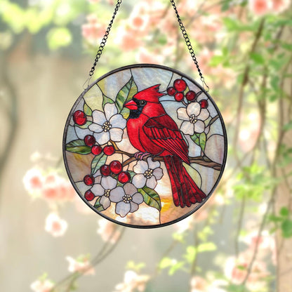 Red Cardinal Stained Glass Suncatcher