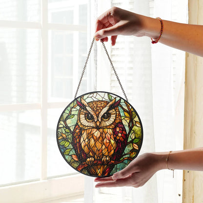 Owl Stained Glass SunCatcher
