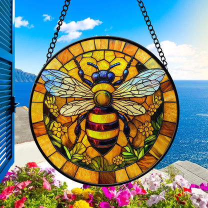 Bee Faux Stainglass - Window Hanging Suncatcher