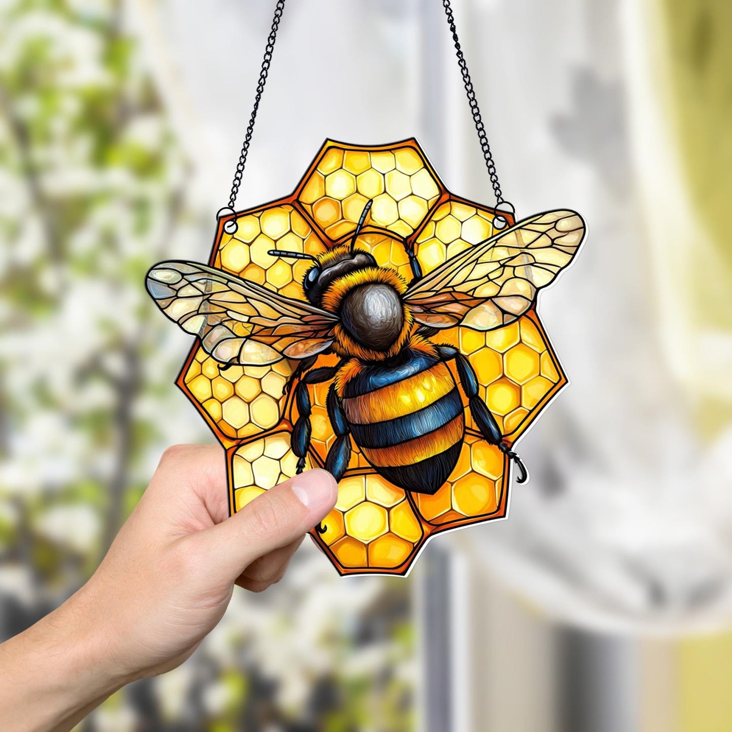 Honey Bee and Hive Acrylic Window Hanging Decoration