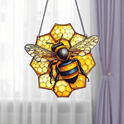 Honey Bee and Hive Acrylic Window Hanging Decoration