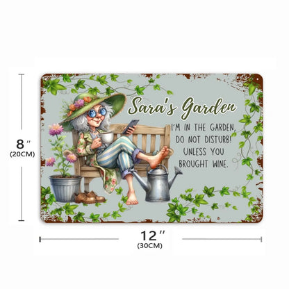 Personalized Funny Metal Garden Sign for Women - Personalized Rectangle Metal Sign