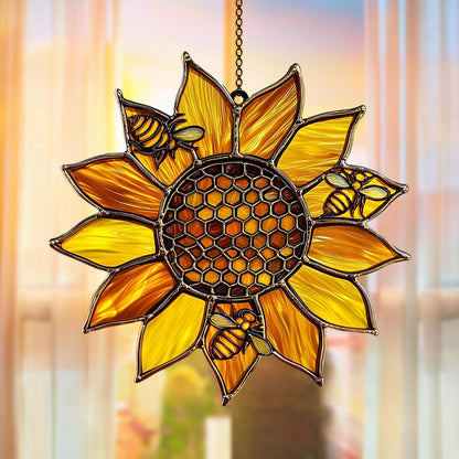 Honey Bee and Sunflower Acrylic Window Hanging Decoration