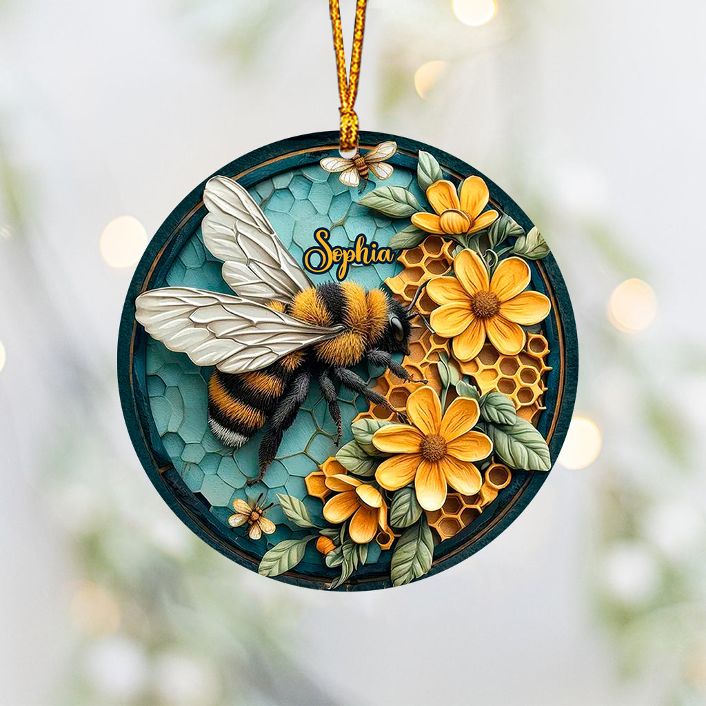Bee And Honeycomb - Personalized Bee Custom Shaped Ornament