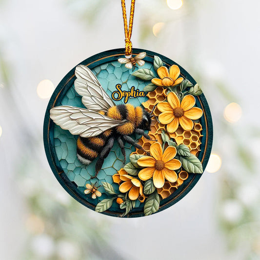 Bee And Honeycomb - Personalized Bee Custom Shaped Ornament