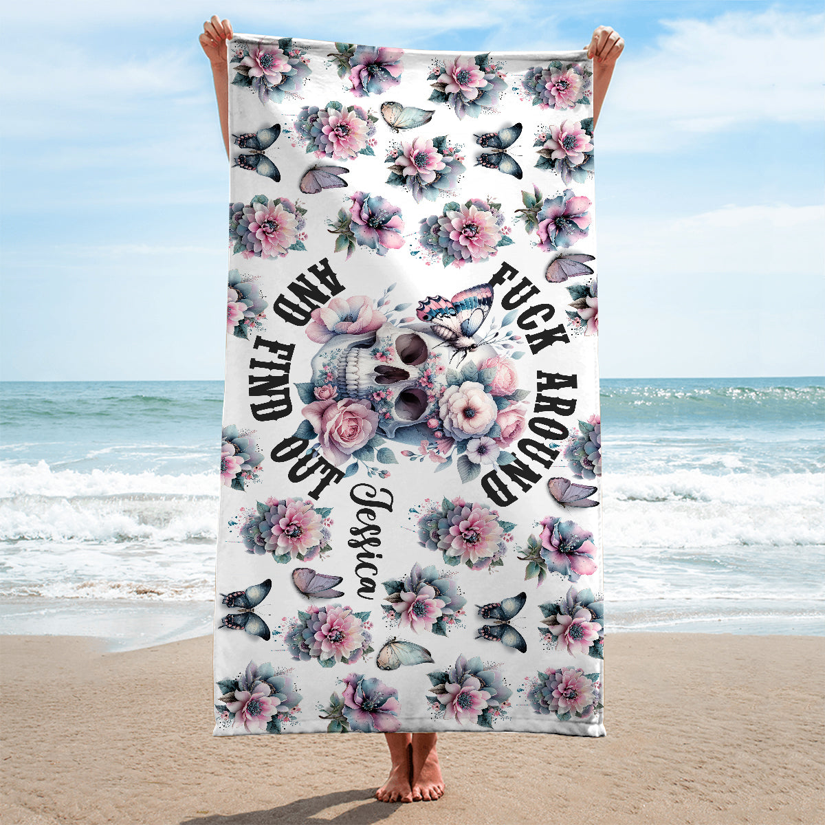 Fuck Around and Find Out - Personalized Skull Quick-dry Beach Towel/Bath Towel