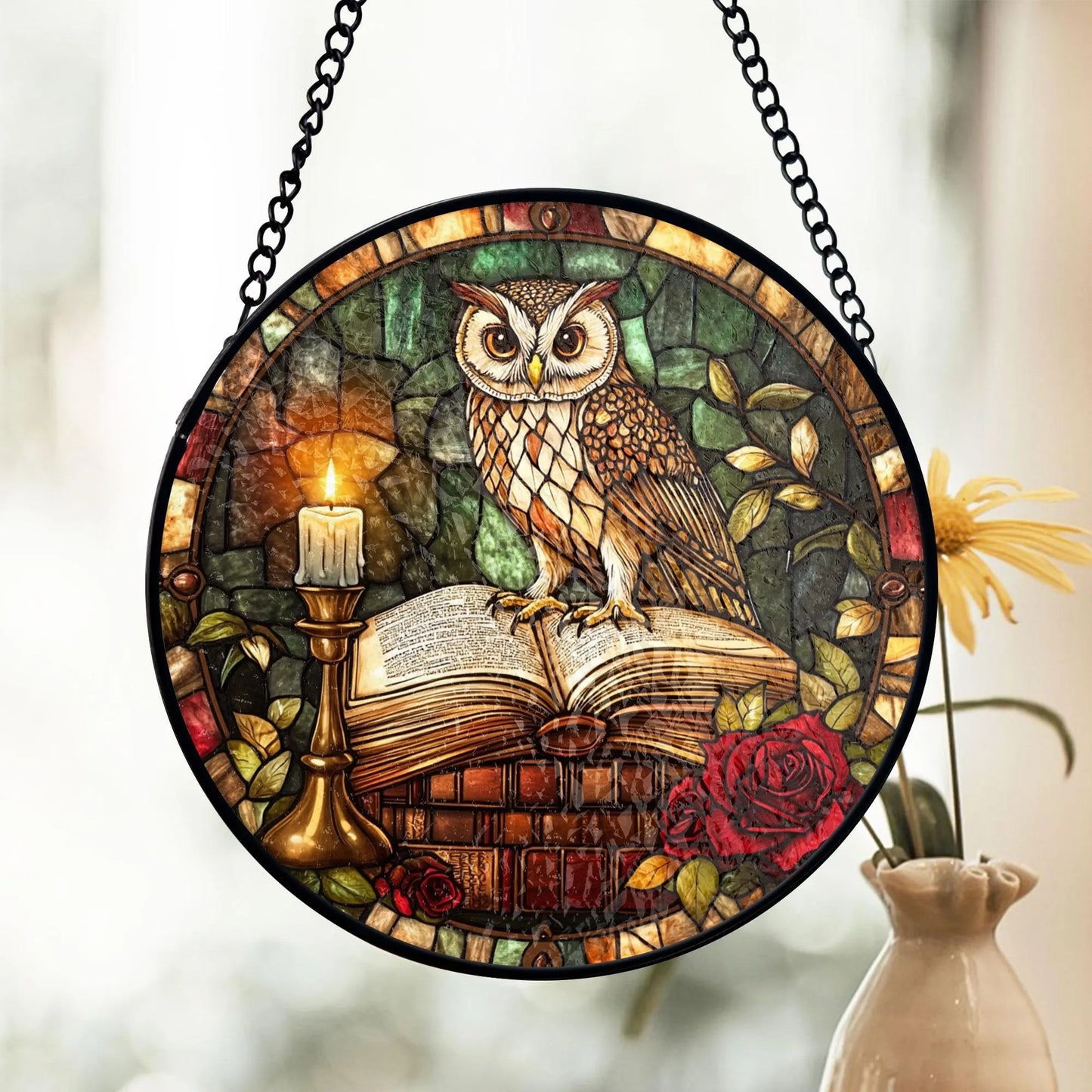 Owl Stained Glass Suncatcher