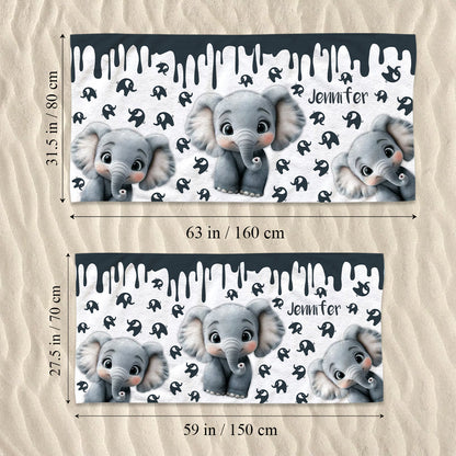 Cute Elephant Beach Towel - Personalized Skull Quick-dry Beach Towel/Bath Towel