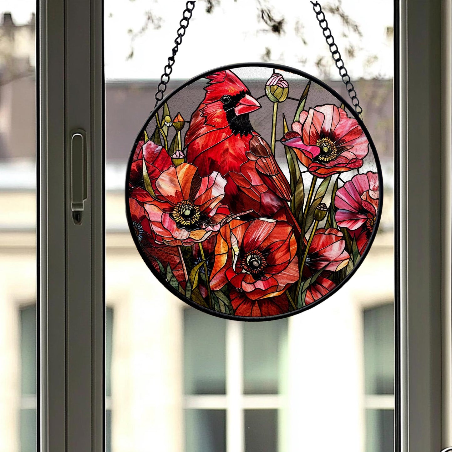 Cardinal Stained Glass Suncatcher