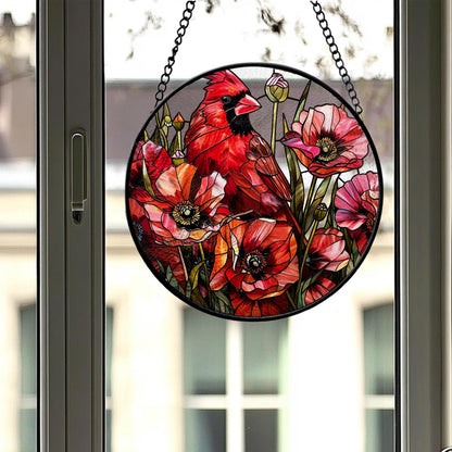 Cardinal Stained Glass Suncatcher