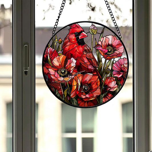 Cardinal Stained Glass Suncatcher