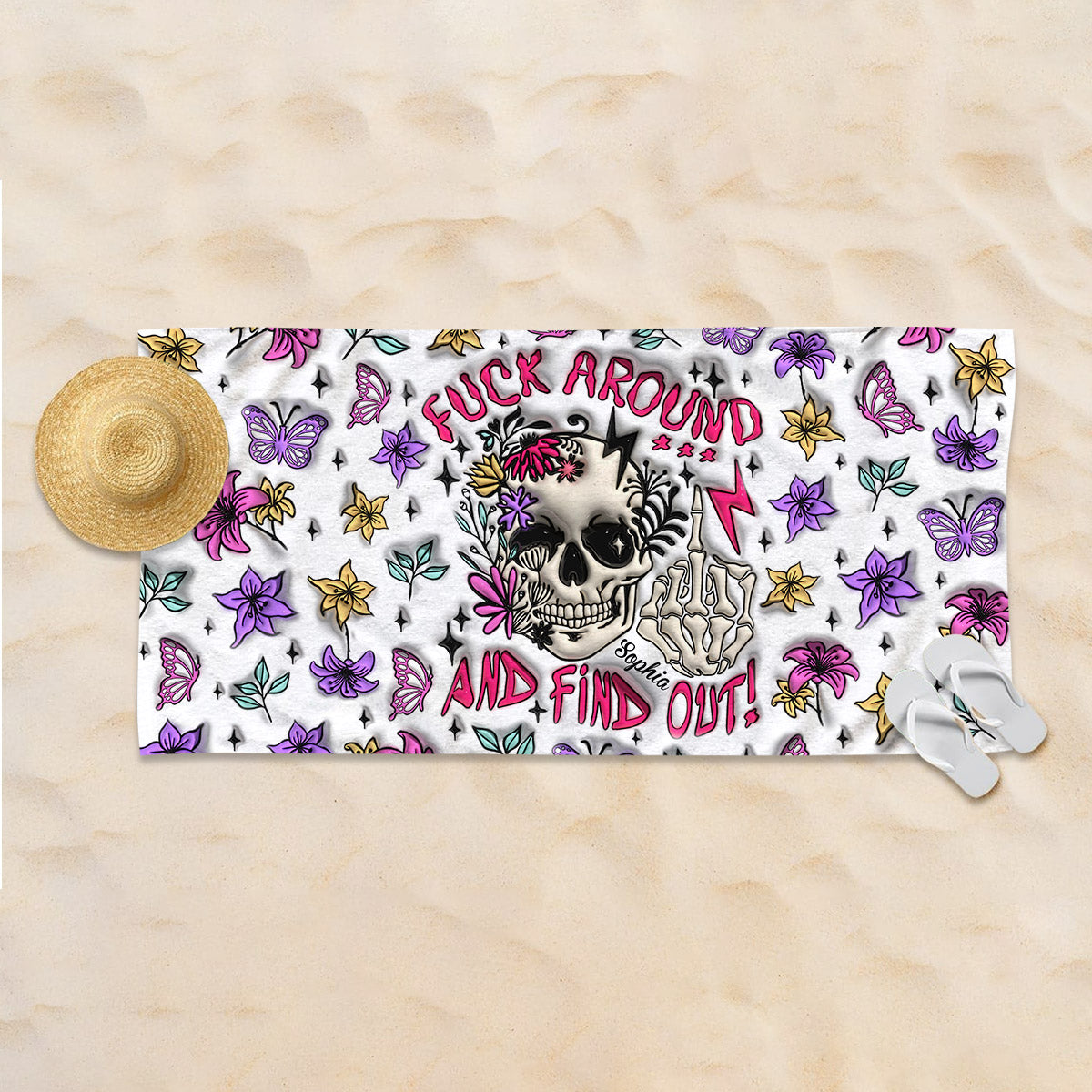 Fuck Around And Find Out - Personalized Skull Quick-dry Beach Towel/Bath Towel