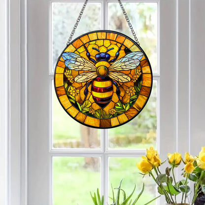 Bee Faux Stainglass - Window Hanging Suncatcher