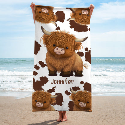 Just A Girl Who Loves Highland Cows - Personalized Skull Quick-dry Beach Towel/Bath Towel