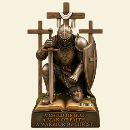 Knight Kneeling Down In Armor Acrylic Plaque - Personalized Gifts For Armor of God