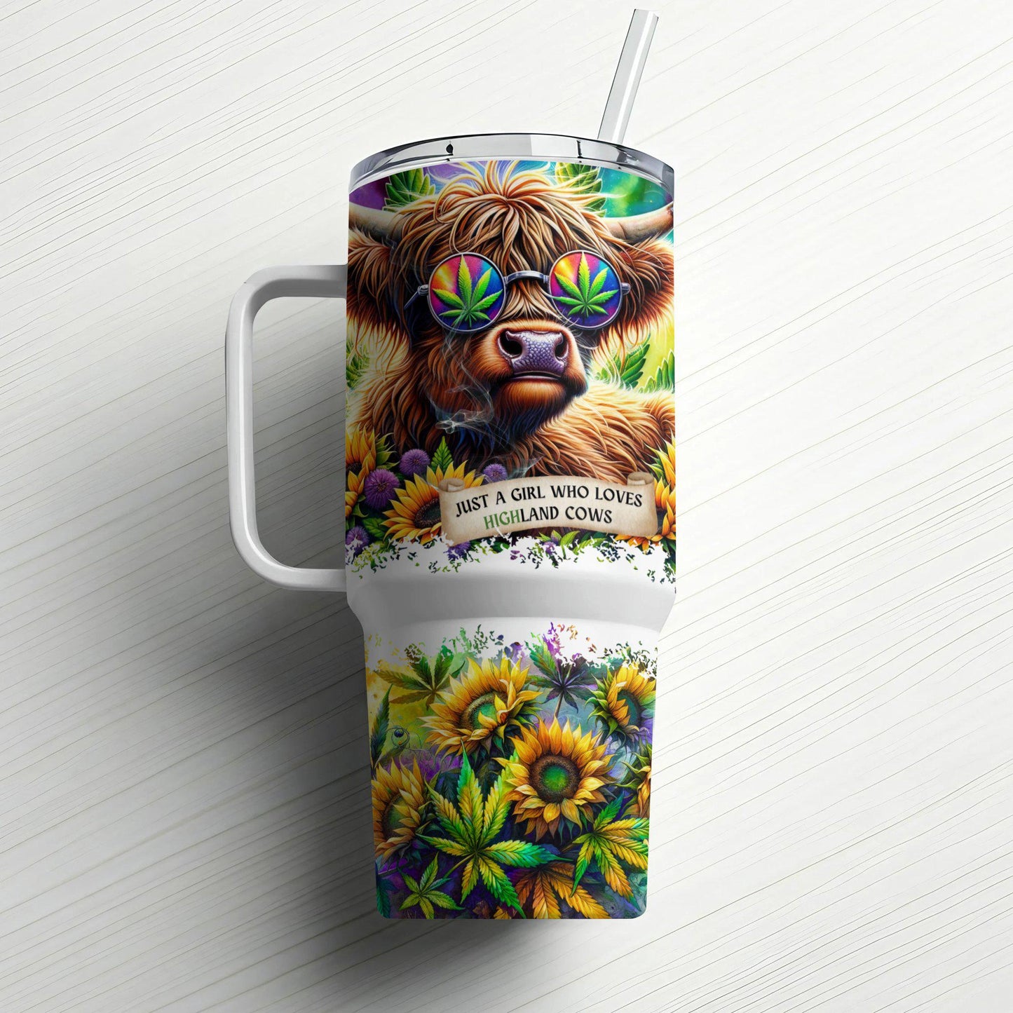 Just A Girl Who Loves Highland Weed - Tumbler With Handle 40oz