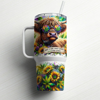 Just A Girl Who Loves Highland Weed - Tumbler With Handle 40oz