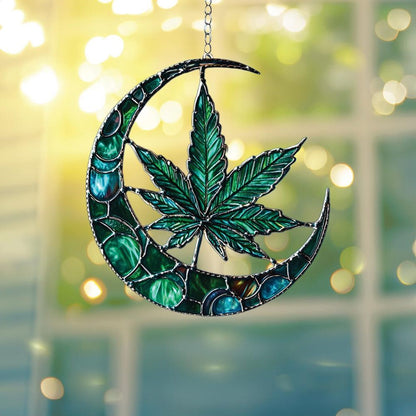 Crescent Moon and Weed Leaf Acrylic Window
