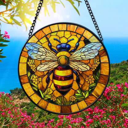 Bee Faux Stainglass - Window Hanging Suncatcher