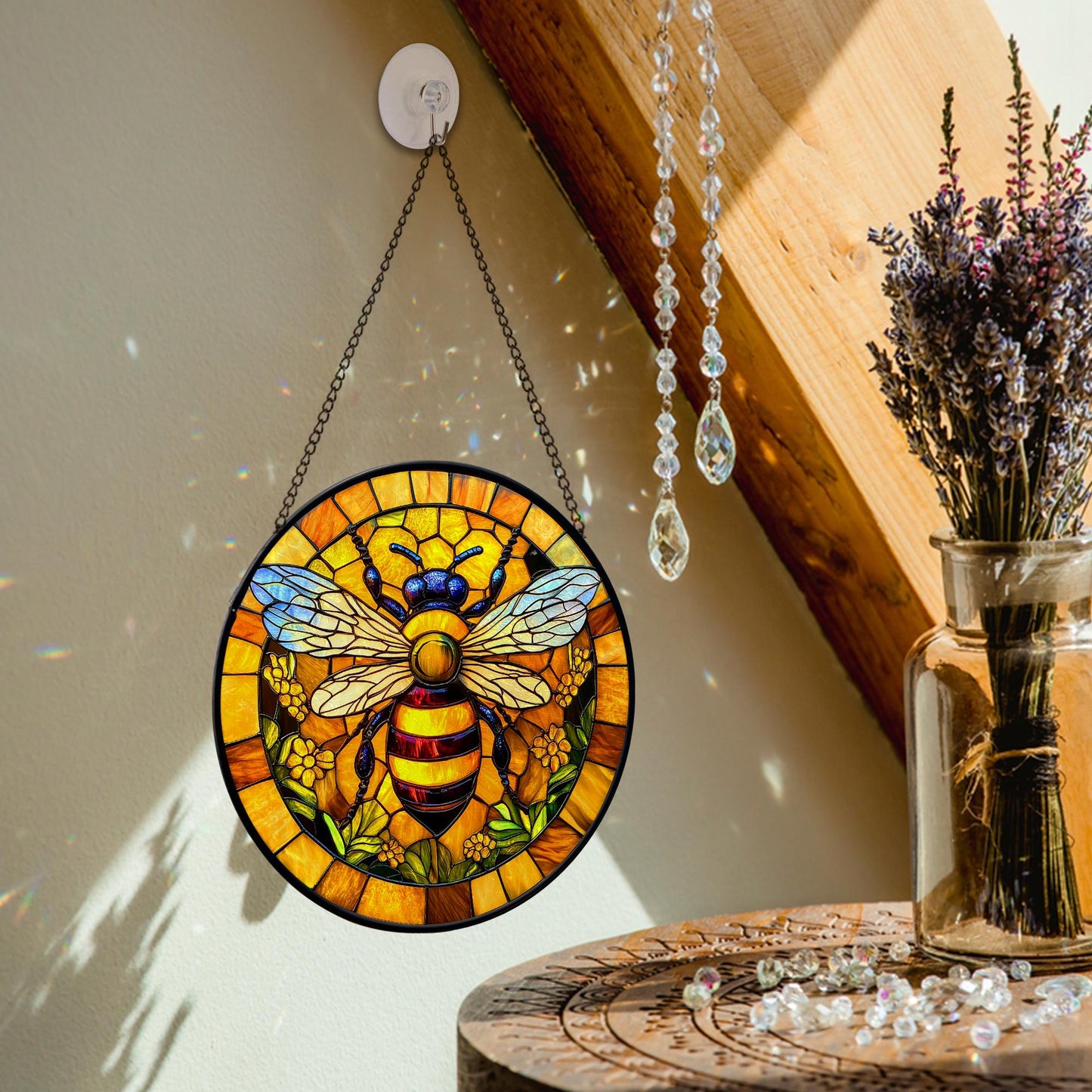 Bee Faux Stainglass - Window Hanging Suncatcher
