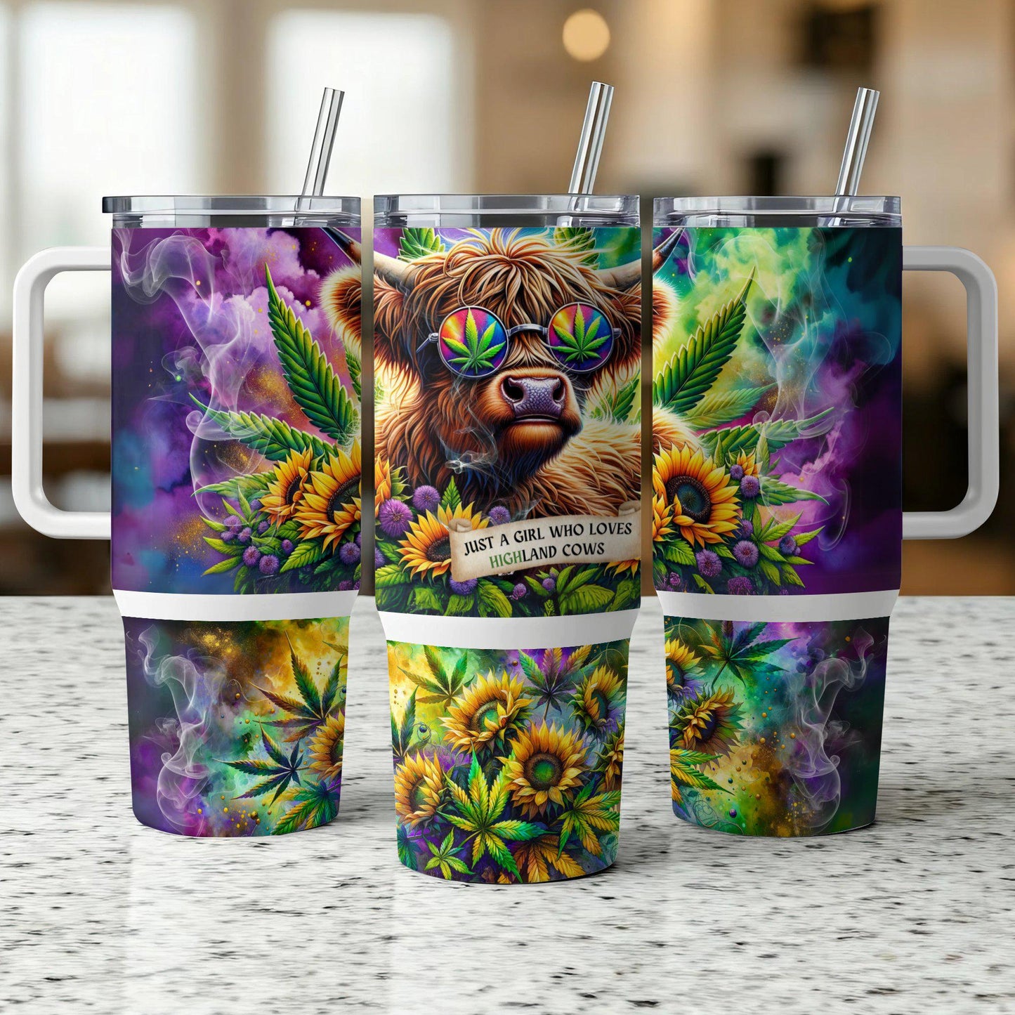 Just A Girl Who Loves Highland Weed - Tumbler With Handle 40oz