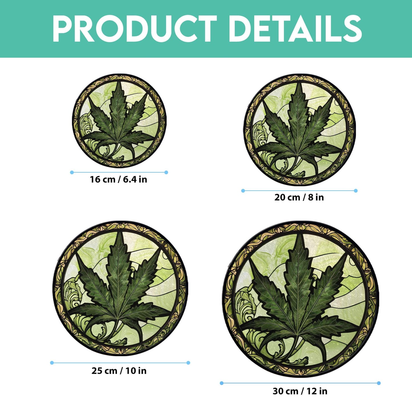 Green Leaf Stained Glass Suncatcher