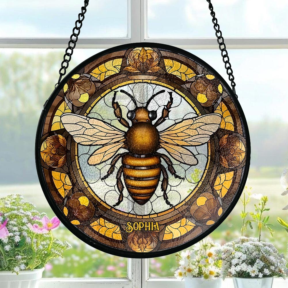 Bee Stainglass - Personalized Window Hanging Suncatcher