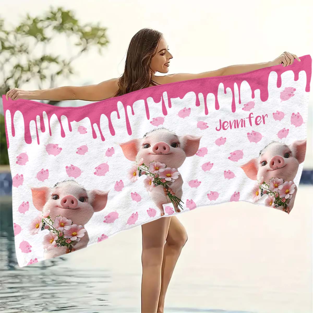 Cute Pig - Personalized Quick-dry Beach Towel/ Bath Towel