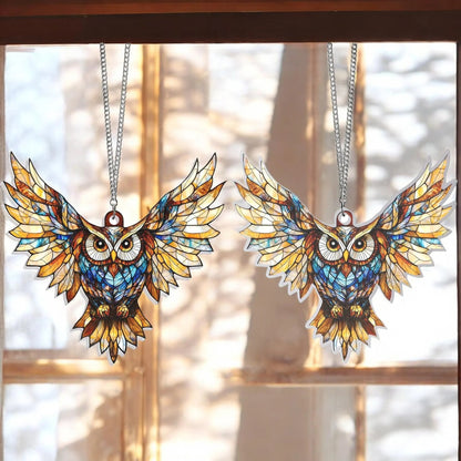 Owl Suncatcher Hanging Sign - Personalized Owl Window Hanging Suncatcher Ornament