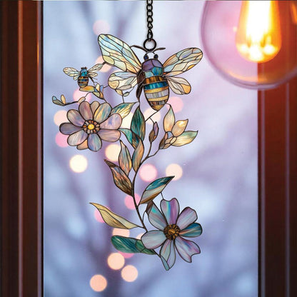 Honey Bee and Sunflower Acrylic Window Hanging Decoration