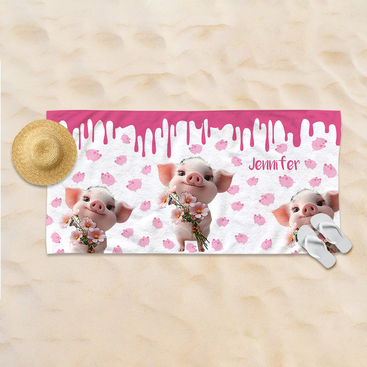 Cute Pig - Personalized Quick-dry Beach Towel/ Bath Towel