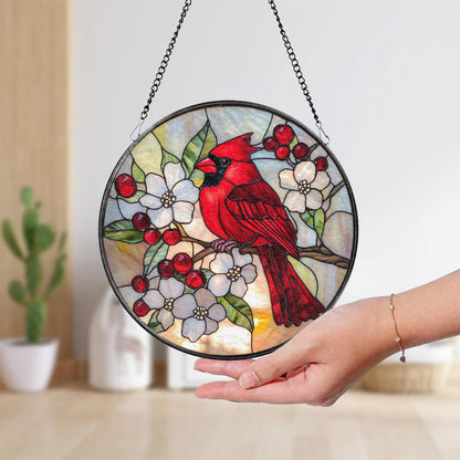 Red Cardinal Stained Glass Suncatcher