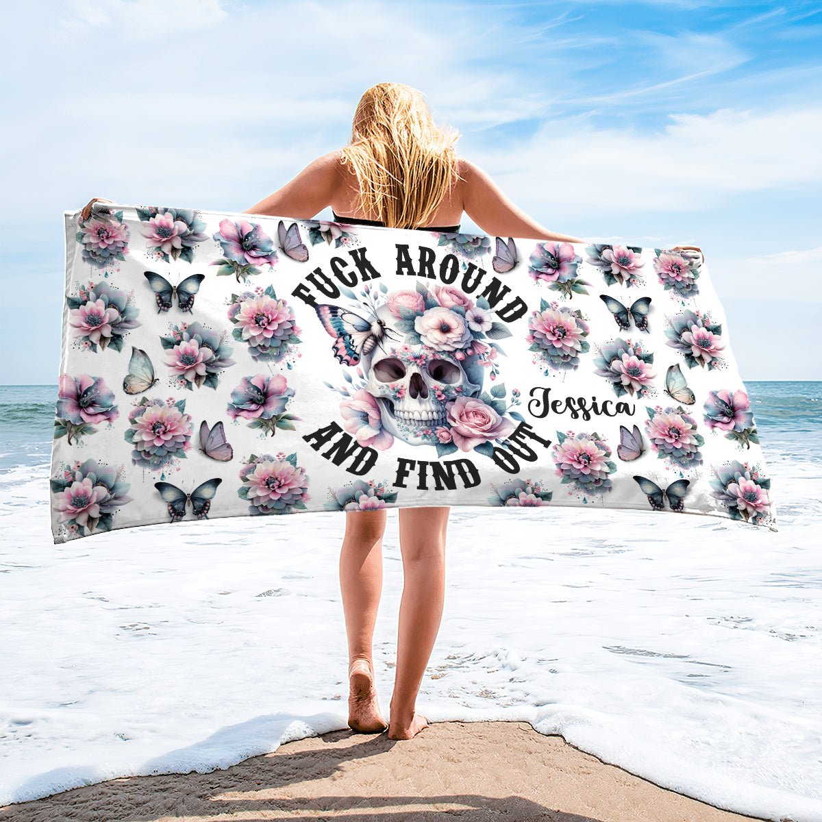 Fuck Around and Find Out - Personalized Skull Quick-dry Beach Towel/Bath Towel