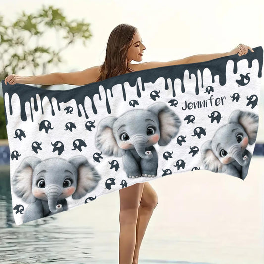Cute Elephant Beach Towel - Personalized Skull Quick-dry Beach Towel/Bath Towel