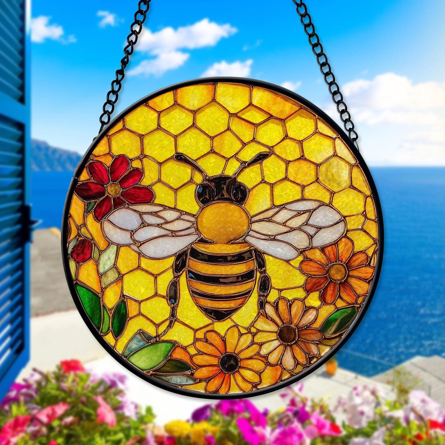 Bee Stain Glass - Window Hanging Suncatcher