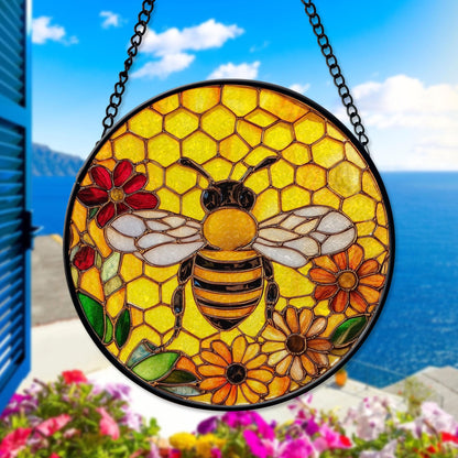 Bee Stain Glass - Window Hanging Suncatcher