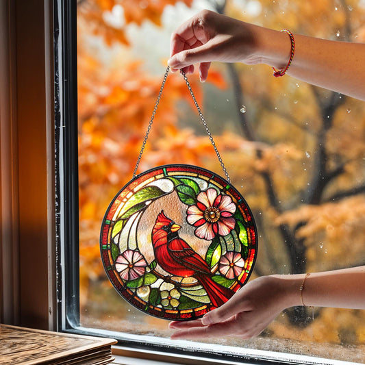Red Cardinal Stained Glass Suncatcher