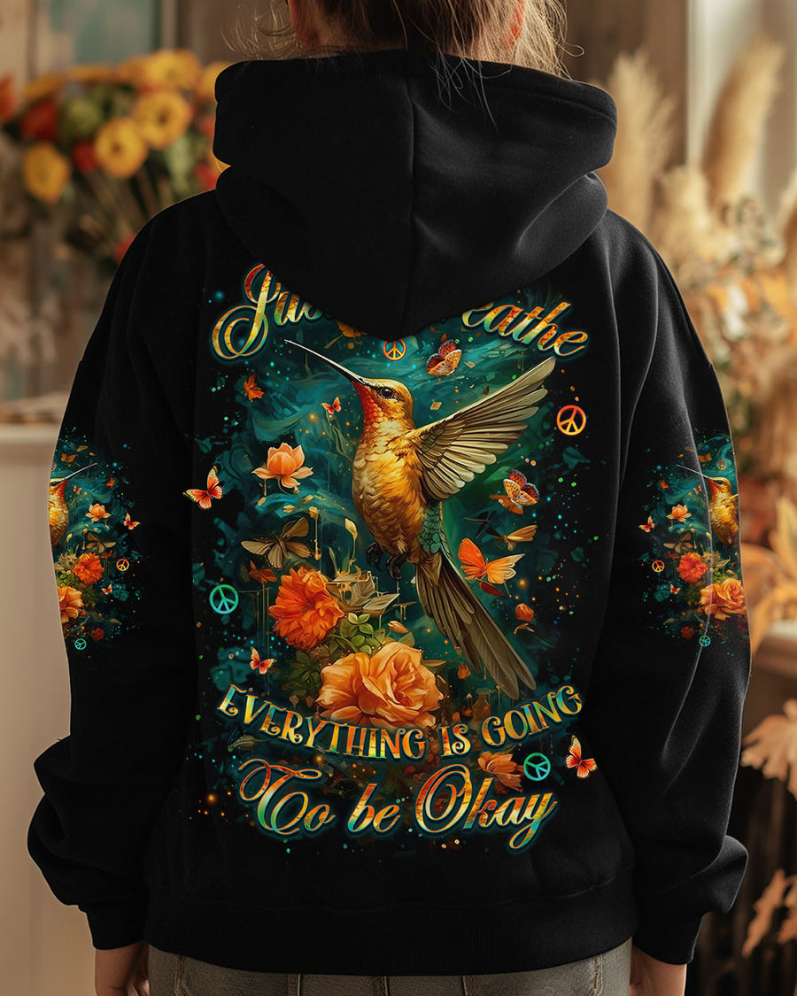 JUST BREATHE HUMMINGBIRD ALL OVER PRINT
