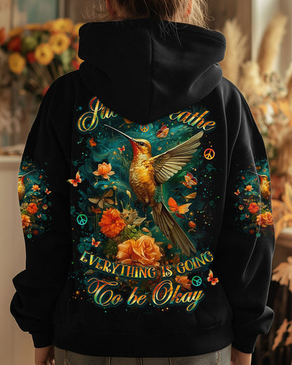JUST BREATHE HUMMINGBIRD ALL OVER PRINT