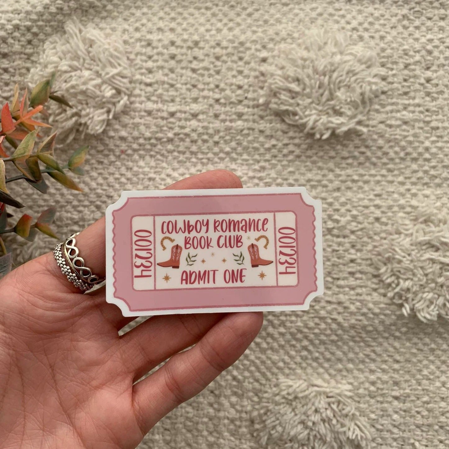 Cowboy Romance Book Club Admit One Coupon Style Sticker Decal