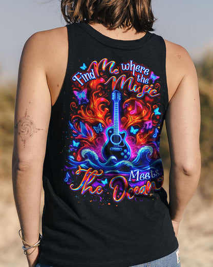 FIND ME WHERE THE MUSIC MEETS THE OCEAN GUITAR ALL OVER PRINT