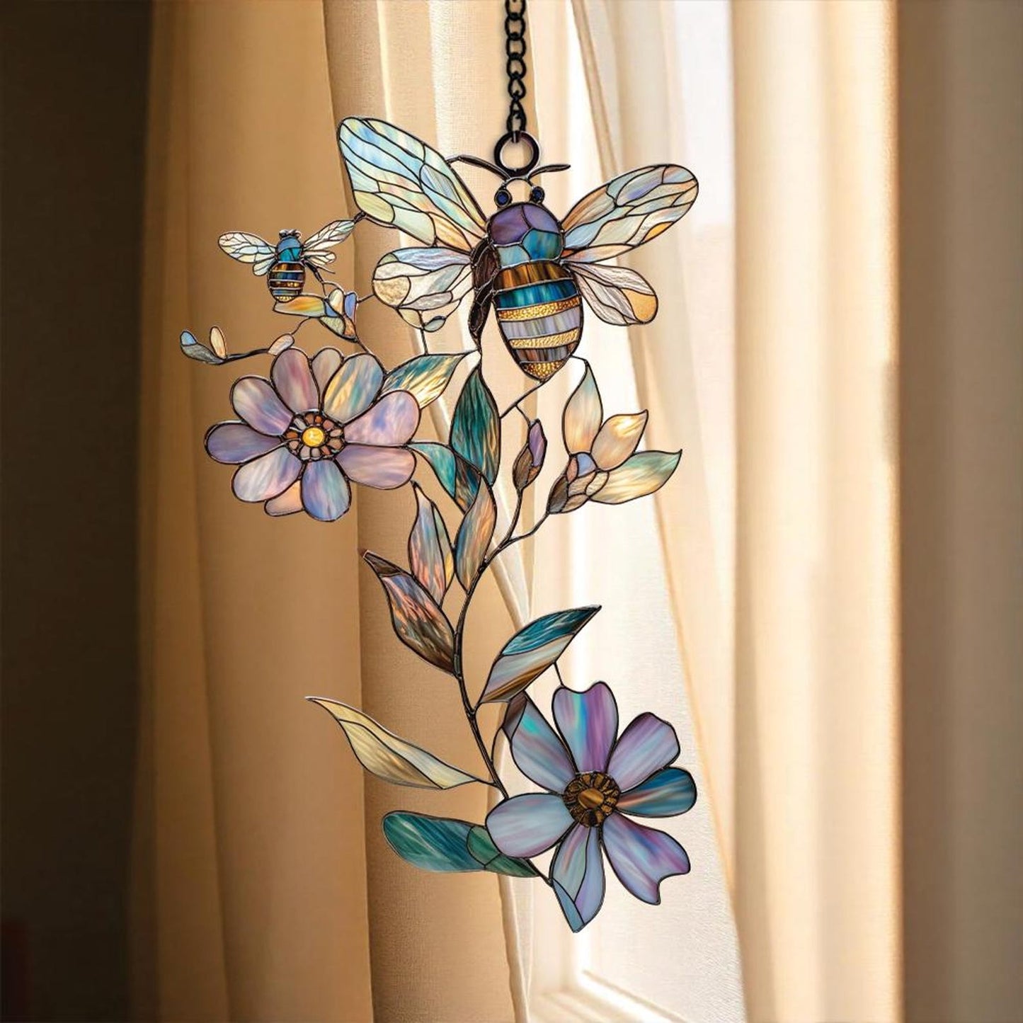Honey Bee and Sunflower Acrylic Window Hanging Decoration