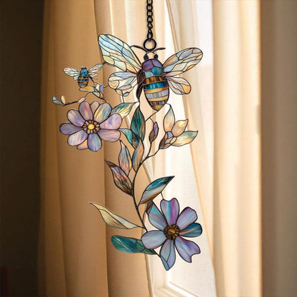 Honey Bee and Sunflower Acrylic Window Hanging Decoration