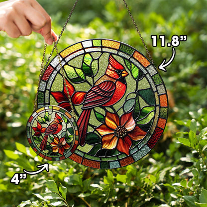 Red Cardinal Stained Glass Suncatcher
