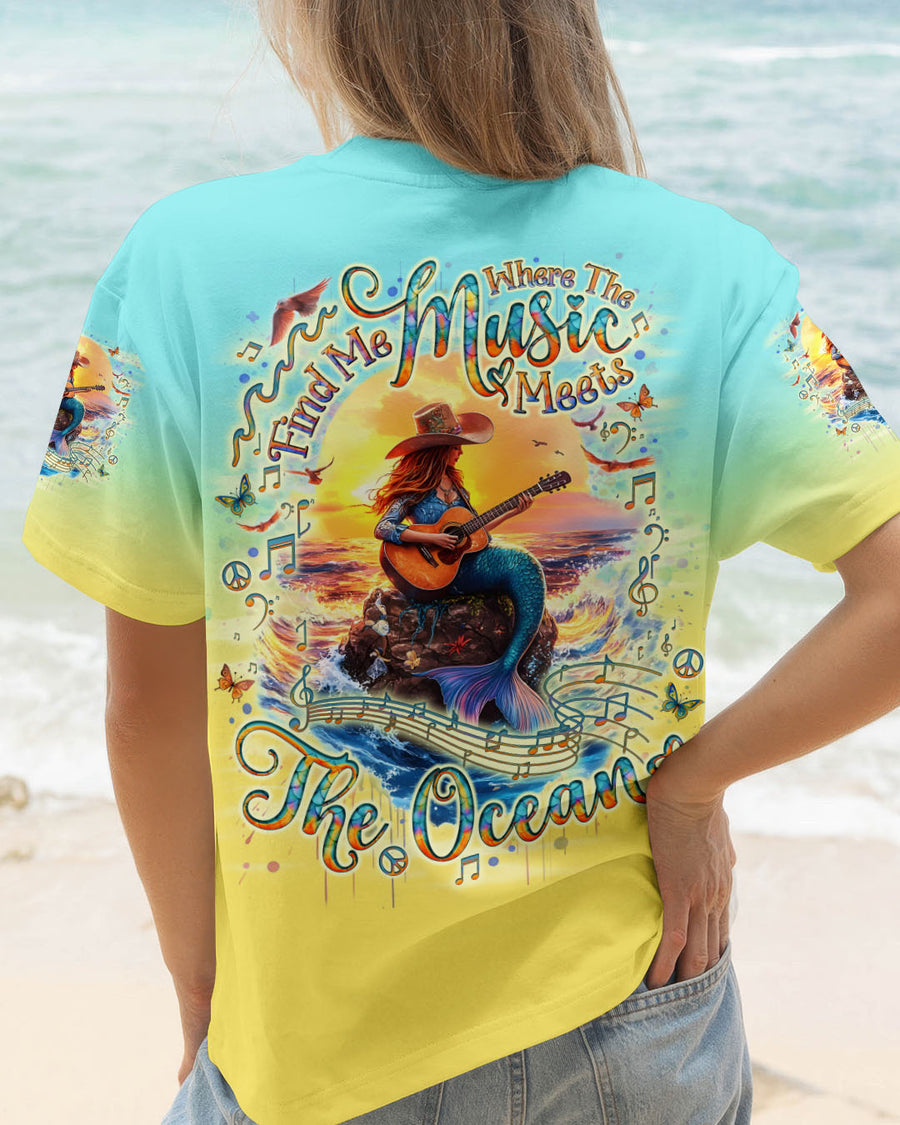 FIND ME WHERE THE MUSIC MEETS THE OCEAN MERMAID GUITAR ALL OVER PRINT