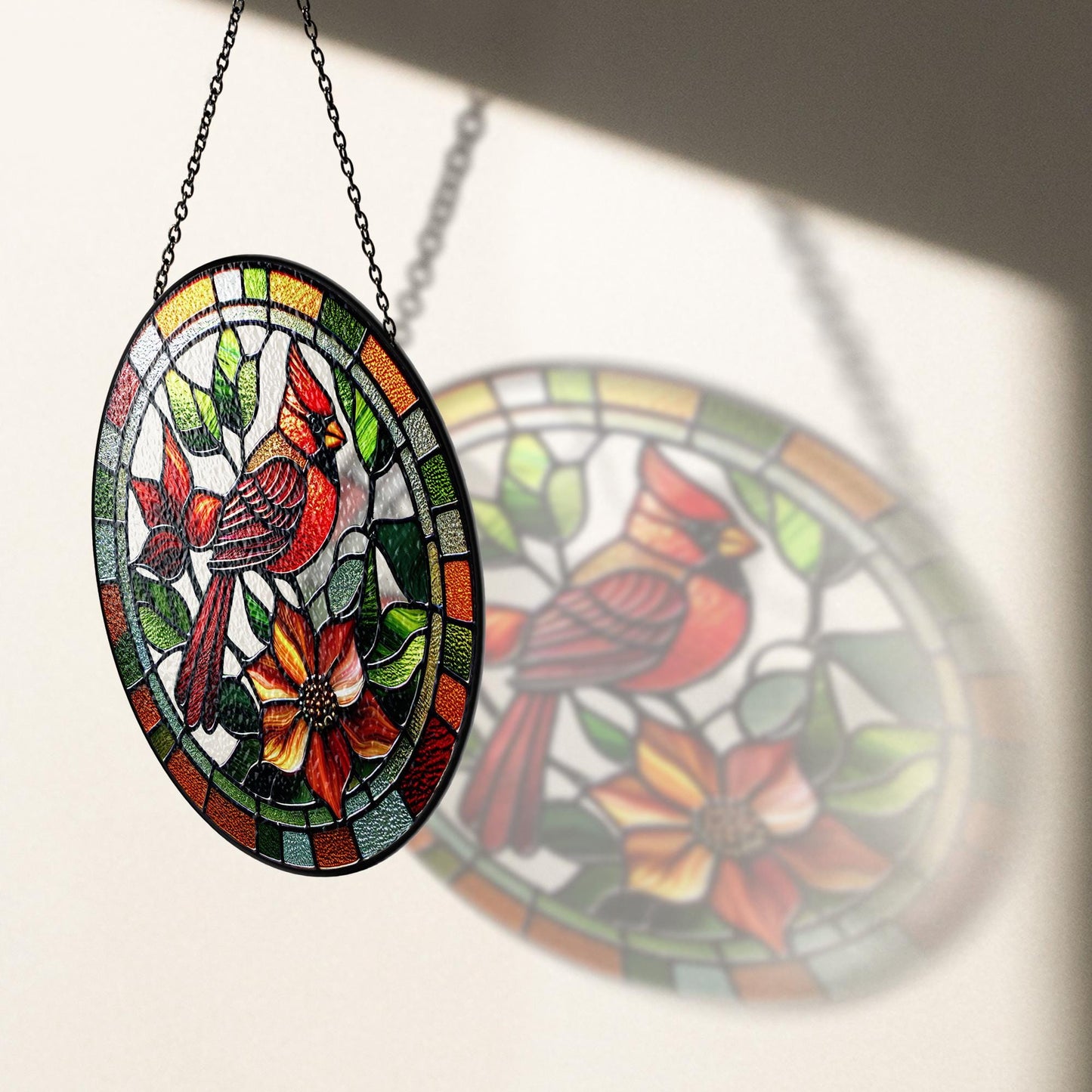 Red Cardinal Stained Glass Suncatcher