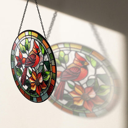 Red Cardinal Stained Glass Suncatcher