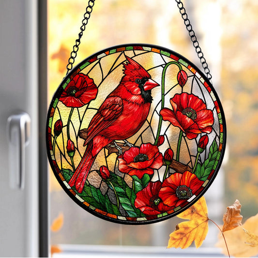 Cardinal Stained Glass Suncatcher