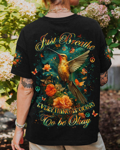 JUST BREATHE HUMMINGBIRD ALL OVER PRINT