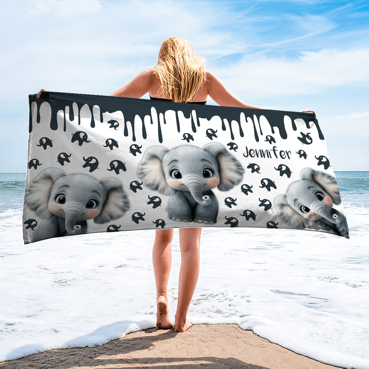 Cute Elephant Beach Towel - Personalized Skull Quick-dry Beach Towel/Bath Towel